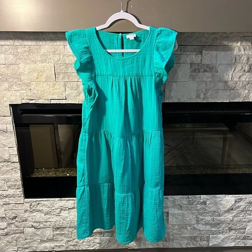 J Crew size 2 green tiered dress